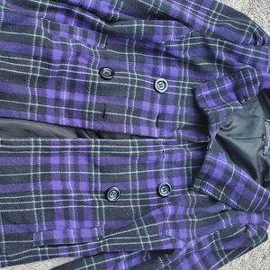 Purple Plaid Peacoat